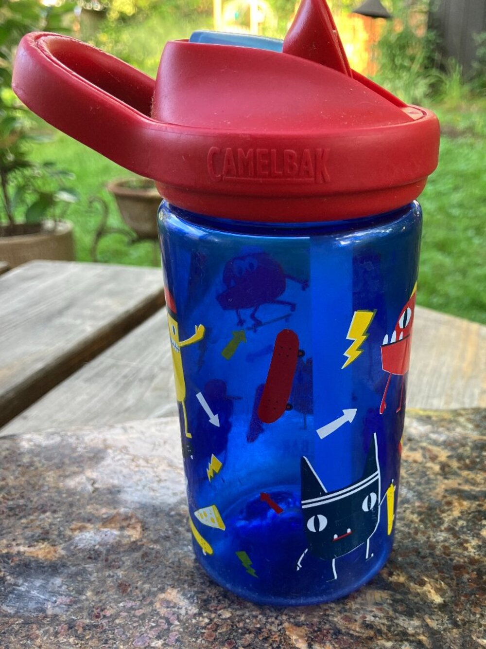 🌟 CamelBak Kids 14 oz BPA-Free Water Bottle Blue Red Flip Straw Reusable